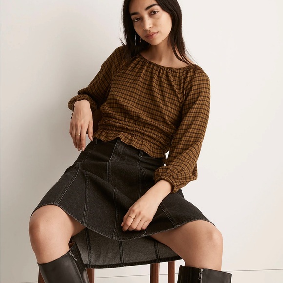 Madewell Tie-Back Cutout Top in Plaid - Picture 4 of 8